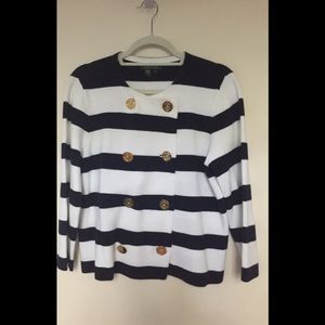 Lauren blue and white striped cotton sweater.